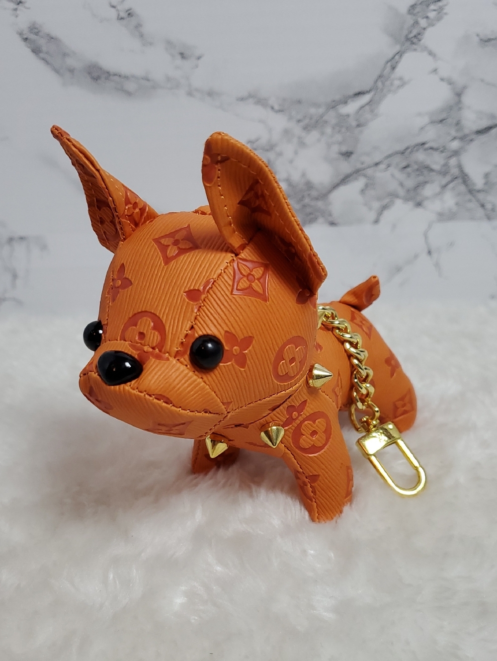Orange Designer-Style French BullDog Keychain Bag Charm NWT